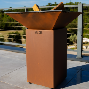 brasero acier imitation corten carré