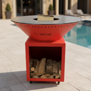 brasero classique rouge en acier thermolaqué