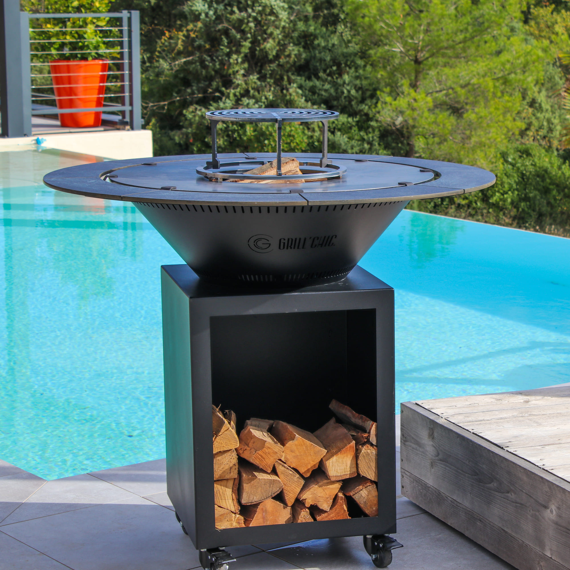 Brasero Clásico Acero Termolacado Doble Cuba